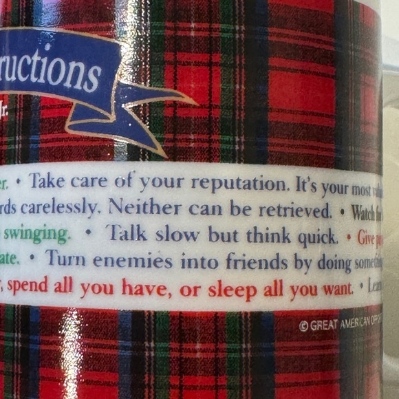 Plaid Mug Coffee Tea Vintage Home Decor Kitchen Drinkware Barware Christmas Gift - Picture 17 of 17